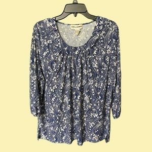 Cathy Daniels Long Sleeve Printed Blouse with Iridescent Details Size L